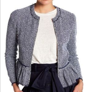 Rebecca Taylor Textured Tweed Peplum Women’s Size 12 Jacket in Blue & White